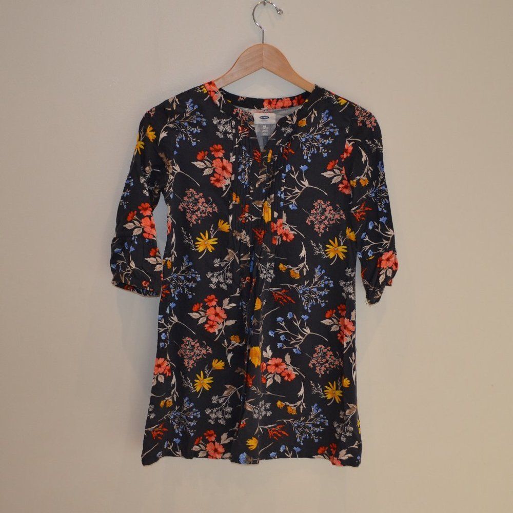 Old Navy Girls Size L (10-12) Black Flowery Dress
